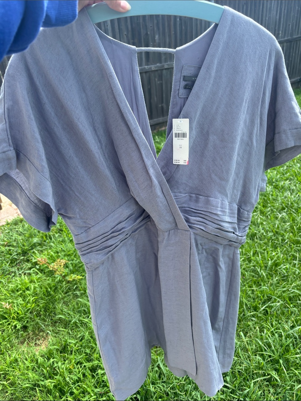 Anthropologie Light Gray Short-Sleeve Pleated-Waist Shift Dress size 10